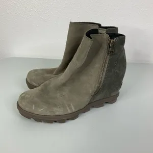 Sorel Joan of Arctic Brown Suede Side Zip Wedge Booties Size‎ 6.5 thumbnail 3