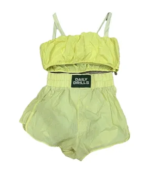 Daily Drills Yellow Nylon Bubble Set Shirt And Bra Small Medium thumbnail 1
