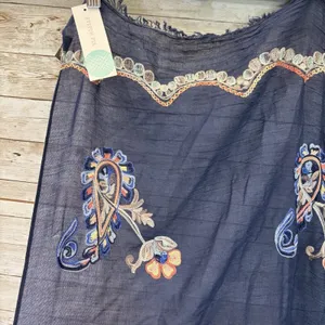 NWT Stitch Fix Accessory Collective Amery Scarf Navy Embroidered Paisley Boho thumbnail 2