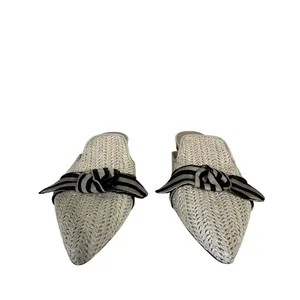 Cupcakes and Cashmere women's Nasha beige woven bow slide Mules size 7‎ thumbnail 3