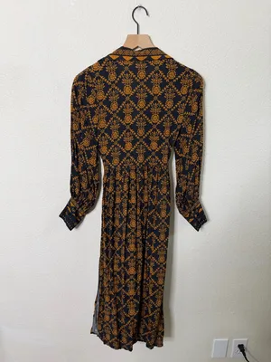 Farm Rio Long-Sleeve‎ V-Neck Printed Tie Front Midi Dress Womens Size XXS thumbnail 7