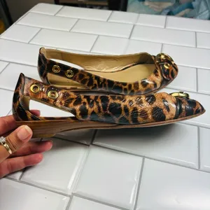 Stuart weitzman chitchat leopard printed‎ ballets flats open toe 8M thumbnail 10
