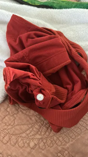 Red Lululemon asymmetrical sports bra thumbnail 4