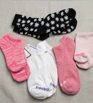Reebok Women's Socks - Black, Pink, White thumbnail 1
