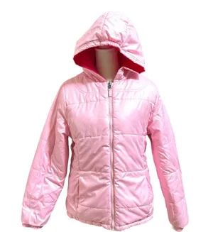 Faded Glory hot pink/pink reversible hooded puffer jacket, juniors size XL 14/16 thumbnail 1
