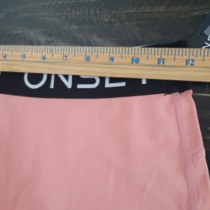 ONSET Women's Pink Athletic Shorts Black Logo Waistband Activewear Medium thumbnail 3