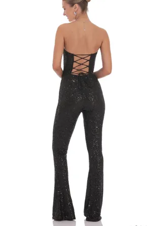 Lucy in the sky black sequin jumpsuit  thumbnail 2