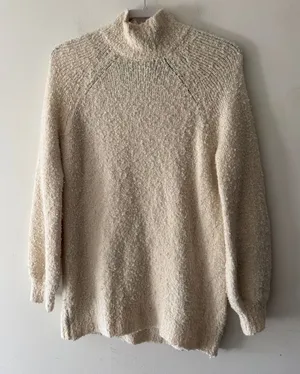 Aerie Cream Wool Oversized Popcorn Texture‎ Mock Neck Sweater thumbnail 1