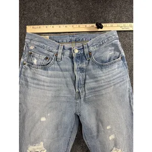 Levi’s 501 Original Jeans Women’s Approx W27 Light Wash Distressed Button Fly thumbnail 8