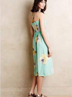 Corey Lynn Calter Sketchbook Floral Midi Dress SP Anthropologie Green Boho thumbnail 2