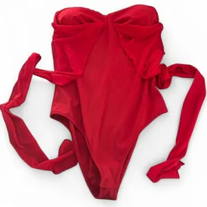 Bold and flattering‎ OGGI strapless bodysuit in a vibrant cherry red color thumbnail 1