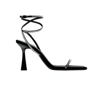 ZARA BRAND BLACK HEELED SANDALS WITH RHINESTONE STRAPS size35 size 5US thumbnail 3