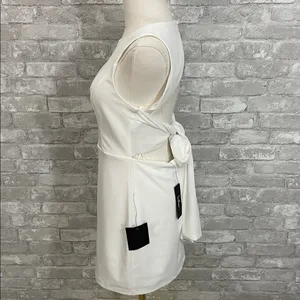 Lulus CONFIDENT CUTIE WHITE TIE BACK SLEEVELESS MINI DRESS thumbnail 3