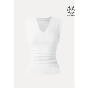 OGL Women XS White Modal Stretch V-Neck Cowl Back Sleeveless Top Blouse New thumbnail 2