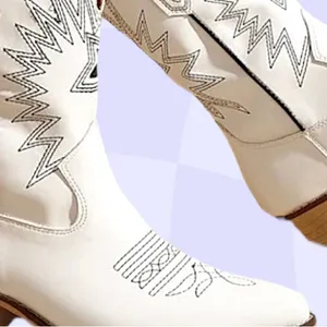 White, Silver & Black Embroidered Mod Calf Western Cowboy Boots thumbnail 7