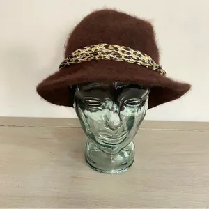 Cloche Women’s Hat Rabbit Hair Blend One‎ Size In Chocolate Brown Leopard Band thumbnail 3