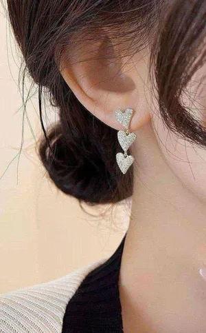 925 Silver Plated Heart Earrings thumbnail 1
