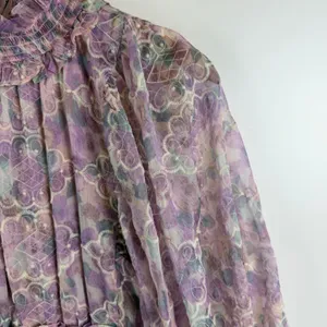 Elliatt Resorts Mini Dress Medium Lilac Multi Floral Embroidered Smocked Cottage thumbnail 6