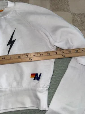 white Aviator Nation Bolt‎ 2 cropped sweatshirt XS Sold Out thumbnail 2