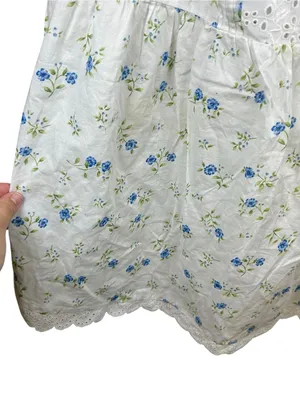 Victoria’s Secret Y2K Floral Eyelet Babydoll Cami White Blue Coquette Small thumbnail 7