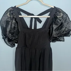 Entro Black Dress With Pockets Puffy Shoulder Small thumbnail 4