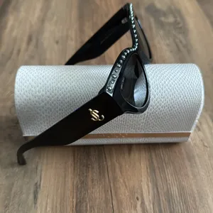 Jimmy Choo Black Cat-Eye Sunglasses with Silver Accents thumbnail 4