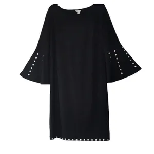 C Est 1946 Shift‎ Dress Black Studded Bell Sleeve Edgy Women Small NWT thumbnail 2