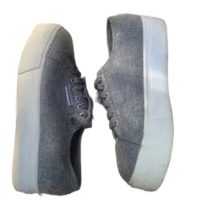 Superga Sneakers Gray Wool Platform Lace‎ Up Women’s size 10 thumbnail 6