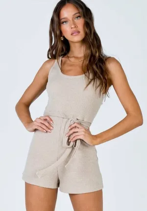 Princess Polly Callie Playsuit in Beige Size 10 New with tag thumbnail 1