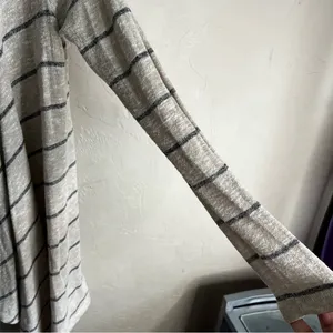 AEO Cream‎ Lightweight Striped Waterfall Open Front Cardigan thumbnail 4