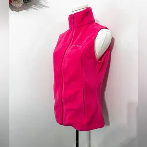 Women’s Columbia Full Zip Hot Barbie Pink Fleece Vest Small thumbnail 3