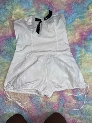 White Cute Romper Size XL thumbnail 2