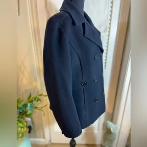 St Johns Bay Women’s Wool Pea Coat in Dark Navy thumbnail 2