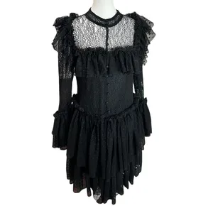 Sandra Mansour x H&M Black Tulle Lace Mini Dress Gothic Large L thumbnail 2