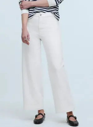 Madewell Curvy Emmet Wide Leg Jean 33 Tall Cropped Tile White NWT High Rise thumbnail 1