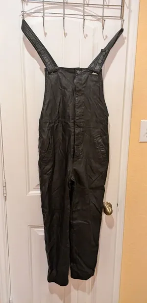 Free People Faux Leather Overalls Jumpsuit Black Size 4 thumbnail 1