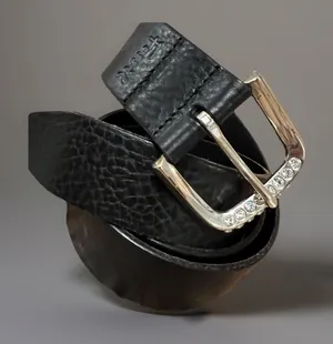 Fossil leather belt vintage crystal buckle‎ large thumbnail 1