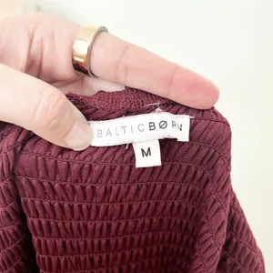 [Baltic Born] Maroon Amalfi Smocked Off The Shoulder Ruffle Maxi Dress Sz Medium thumbnail 13