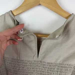 NWT English Factory Smocked Ruffle Sleeve‎ Dress Sz XS Beige Fit & Flare Neutral thumbnail 4