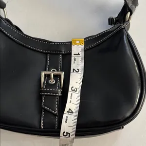 Nine & Co. FAUX LEATHER MINI BLACK BAG…SILVER BUCKLE ADORNMENT ZIP CLOSURE thumbnail 11