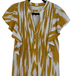 Anthropologie Maeve Cassandra Pintuck Flutter Sleeve Maxi Dress Yellow Size‎ XS thumbnail 5