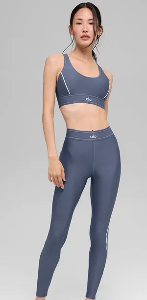 ALO Yoga SET NWT Bluestone White Airlift Suit Up Bra & Airlift Suit Up legging M thumbnail 1