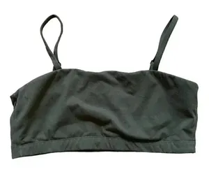 Bandeau Green Adjustable Straps Solid Lightweight Womens Sports Bra SZ XL thumbnail 1