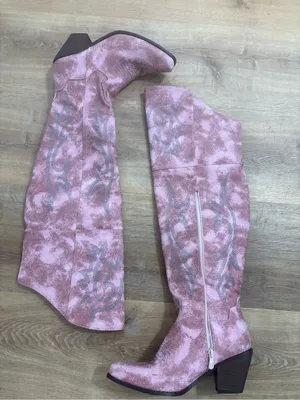 Coastal cowgirl pink knee boots thumbnail 3