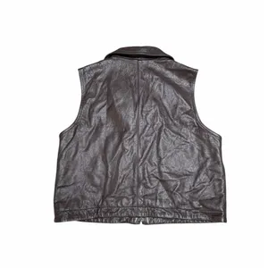 VTG My Clothes Chocolate Leather Biker Vest size Medium thumbnail 2