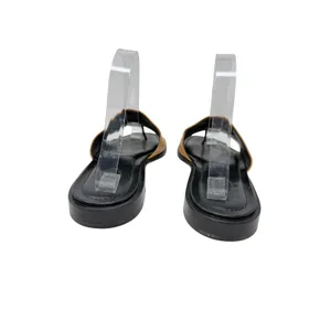 Tod's Leather Toe Ring Flat Slide Sandals Tan Black Made in Italy Size 8 thumbnail 8
