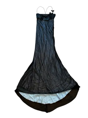 Vintage Zum Zum Blue Black Mesh Overlay Maxi Dress Prom Formal Gown 90s Y2K thumbnail 2