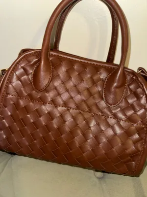 Urban Outfitters Kristie Crossbody Brown Chic leather bag woven texture thumbnail 5