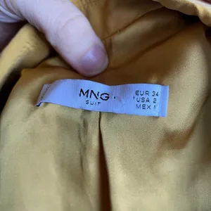 Mango Suit Mustard Yellow Double Breasted Blazer Business Casual Quirky sz 2‎ thumbnail 5