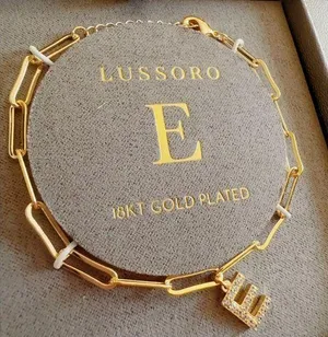 Lussoro letter E 18kt gold plated bracket 6+2” inches thumbnail 1